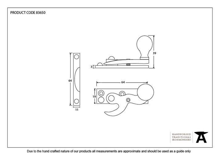 83650 - Beeswax Sash Hook Fastener Image 2