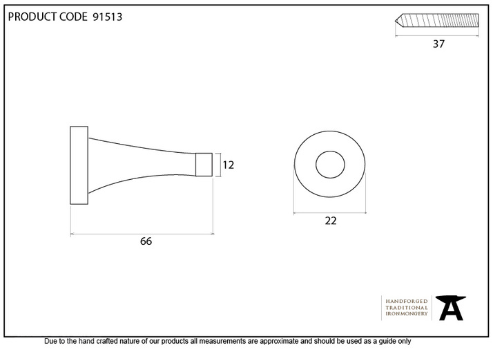 91513 - Aged Bronze Projection Door Stop - FTA Image 2