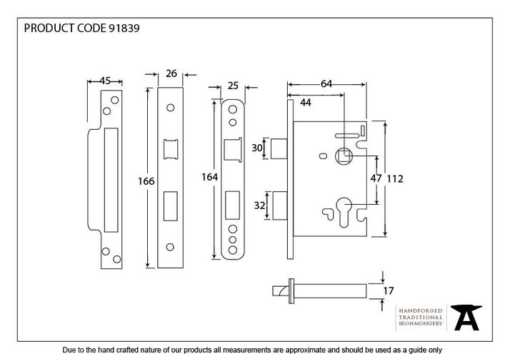 91839 - PVD 2½'' Euro Profile Sash Lock - FTA Image 2