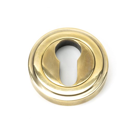 45708 - Aged Brass Round Euro Escutcheon (Art Deco) FTA Image 1