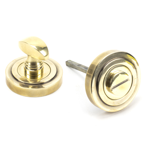 45732 - Aged Brass Round Thumbturn Set (Art Deco) FTA Image 1
