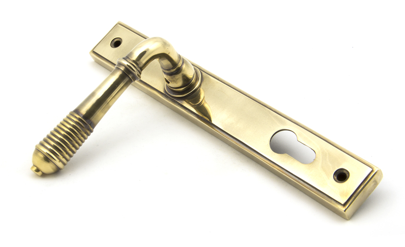 33039 - Aged Brass Reeded Slimline Lever Espag. Lock Set FTA Image 2