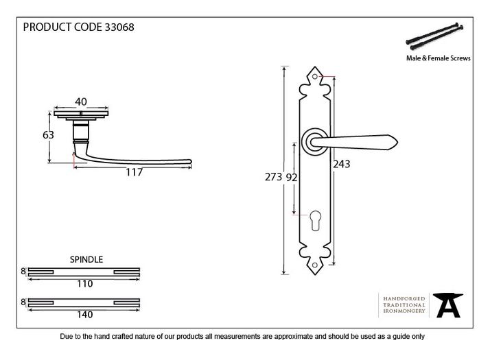 33068 - Pewter Cromwell Lever Espag. Lock Set - FTA Image 2