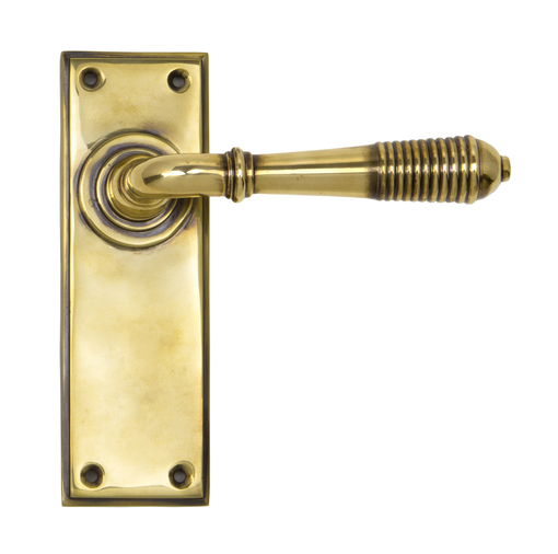 33083 - Aged Brass Reeded Lever Latch Set FTA Image 1