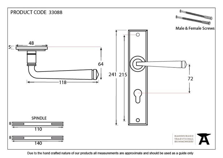 33088 - Pewter Large Avon 72mm Centre Euro Lock Set - FTA Image 4