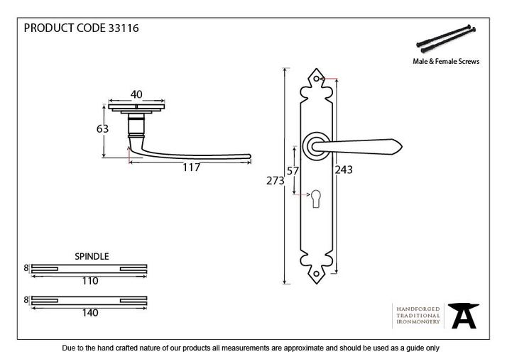 33116 - Black Cromwell Lever Lock Set - FTA Image 2