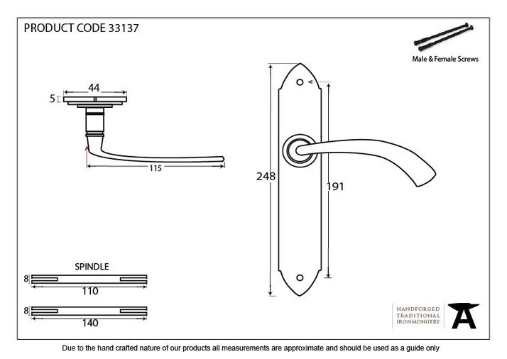 33137 - Black Gothic Curved Sprung Lever Latch Set - FTA Image 2