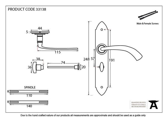 33138 - Black Gothic Curved Sprung Lever Bathroom Set - FTA Image 2