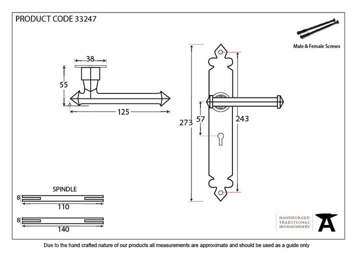 33247 - Black Tudor Lever Lock Set - FTA Image 2