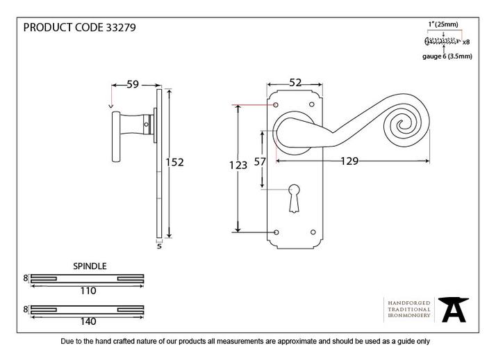 33279 - Black Monkeytail Lever Lock Set - FTA Image 6