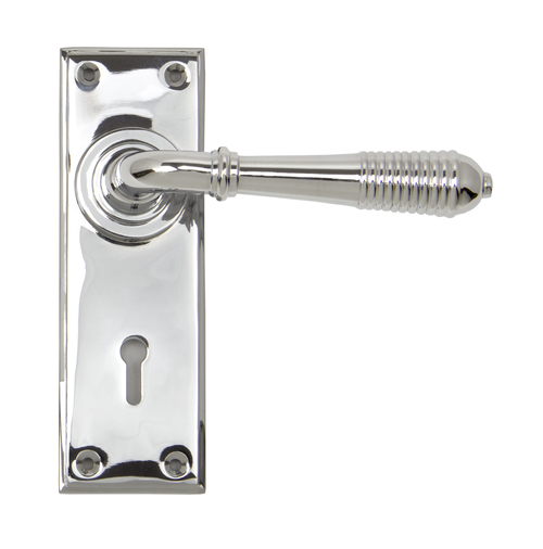 33306 - Polished Chrome Reeded Lever Lock Set - FTA Image 1