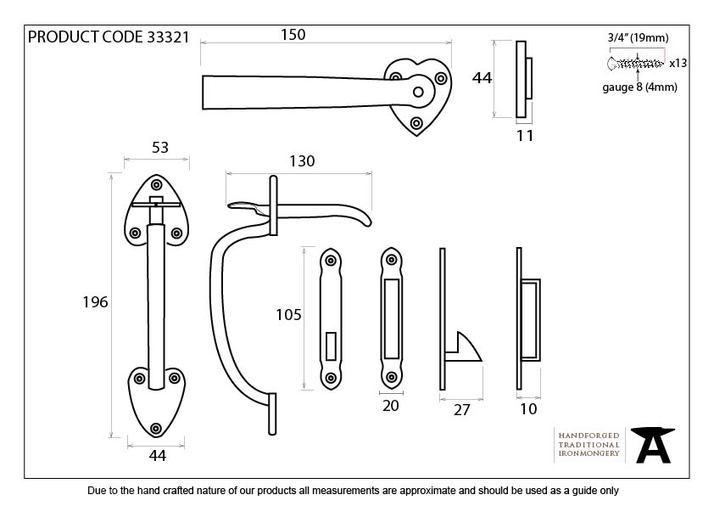 33321 - Black Cast Thumblatch Set with Chain - FTA Image 2