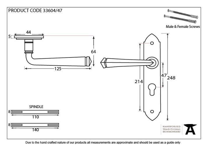 33604/47 - Pewter Gothic Lever Euro Lock Set - FTA Image 2