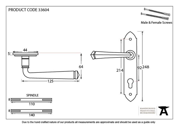 33604 - Pewter Gothic Lever Espag. Lock Set - FTA Image 2