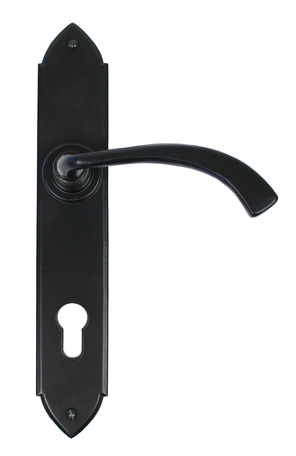 33764 - Black Gothic Curved Lever Espag. Lock Set - FTA Image 1