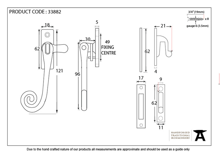 33882 - Black Locking Deluxe Monkeytail Fastener - LH - FTA Image 2