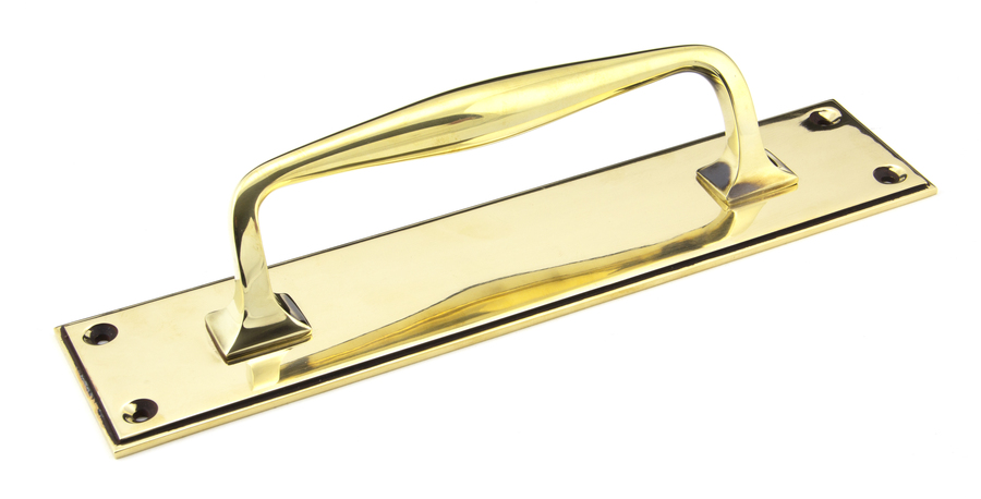 45379 - Aged Brass 300mm Art Deco Pull Handle on Backplate FTA Image 1