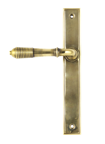45419 - Aged Brass Reeded Slimline Lever Latch Set FTA Image 1