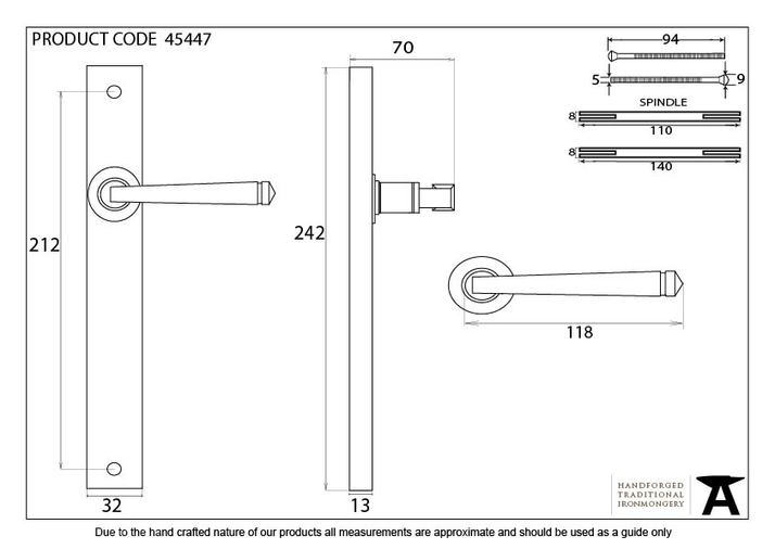 45447 - External Beeswax Avon Slimline Lever Latch Set - FTA Image 4