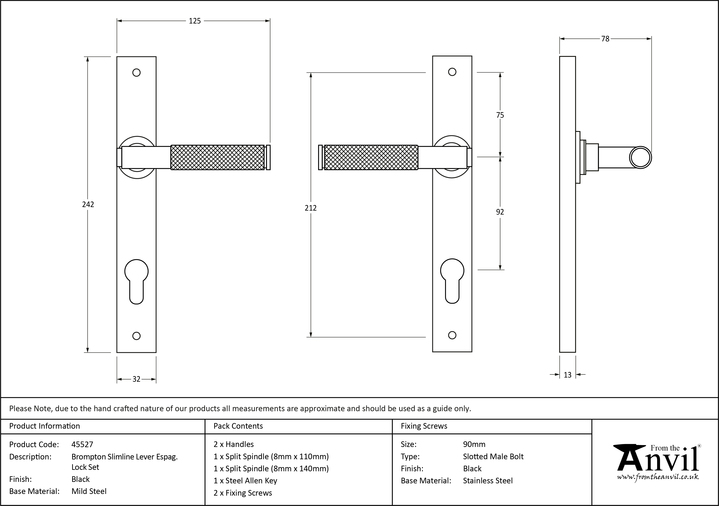 45527 - Black Brompton Slimline Lever Espag. Lock Set - FTA Image 8