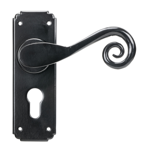 45591 - Black Monkeytail Lever Euro Lock Set - FTA Image 1