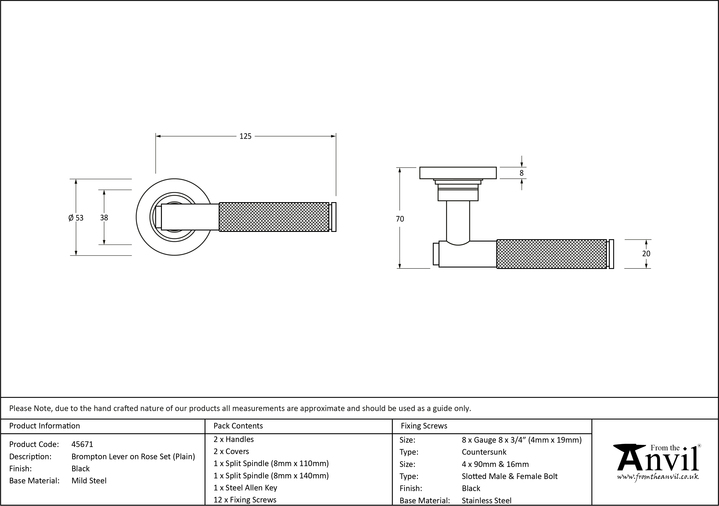 45671 - Black Brompton Lever on Rose Set (Plain) - FTA Image 4