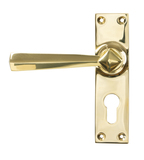 45761 - Polished Brass Straight Lever Euro Lock Set - FTA Image 1 Thumbnail