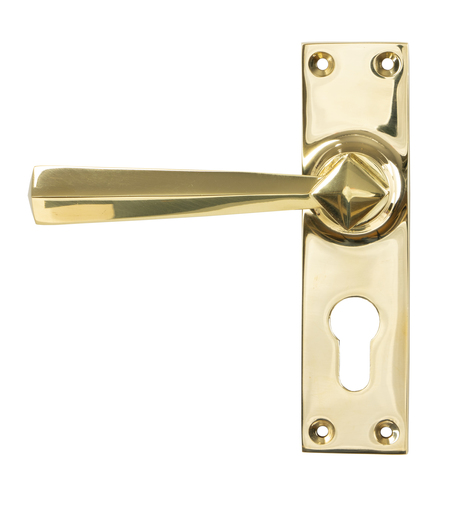 45761 - Polished Brass Straight Lever Euro Lock Set - FTA Image 1