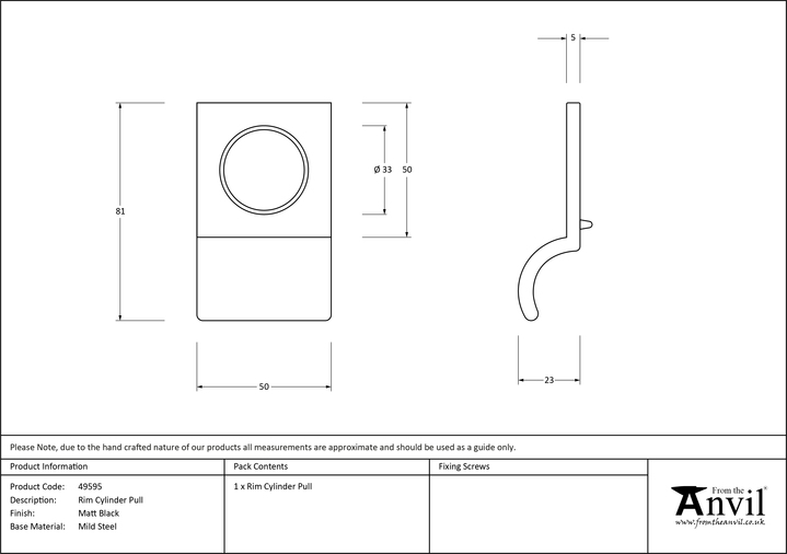 49595 - Matt Black Rim Cylinder Pull - FTA Image 2