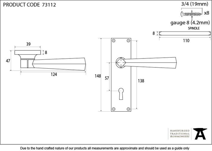 73112 - Antique Pewter Straight Lever Lock Set - FTA Image 2