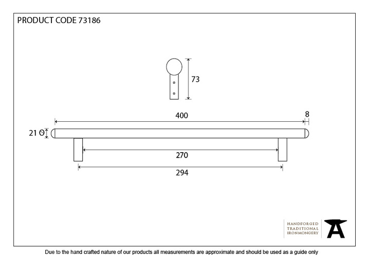 73186 - Beeswax 400mm Pull Handle - FTA Image 4
