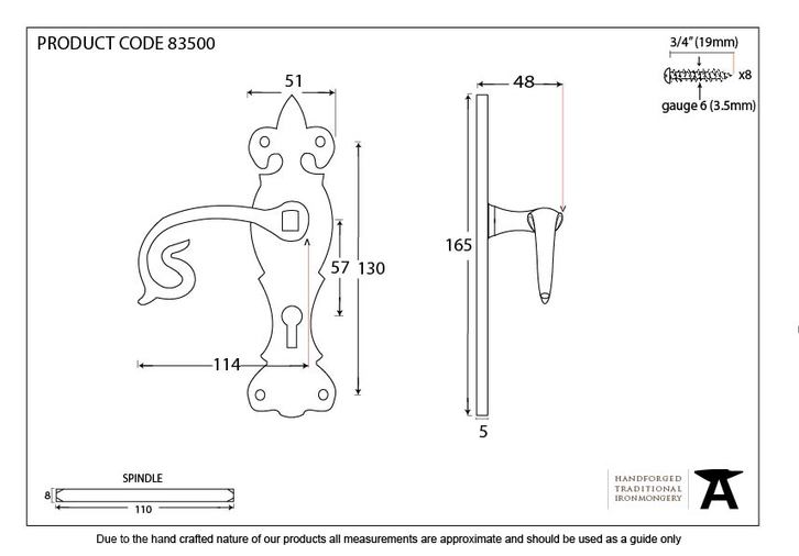 83500 - Natural Textured Curly Lever Lock Set - FTA Image 2