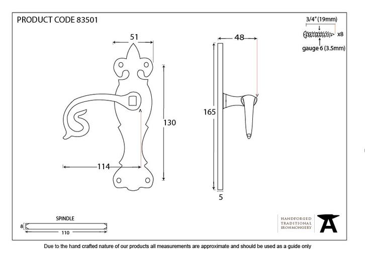 83501 - Natural Textured Curly Lever Latch Set - FTA Image 2