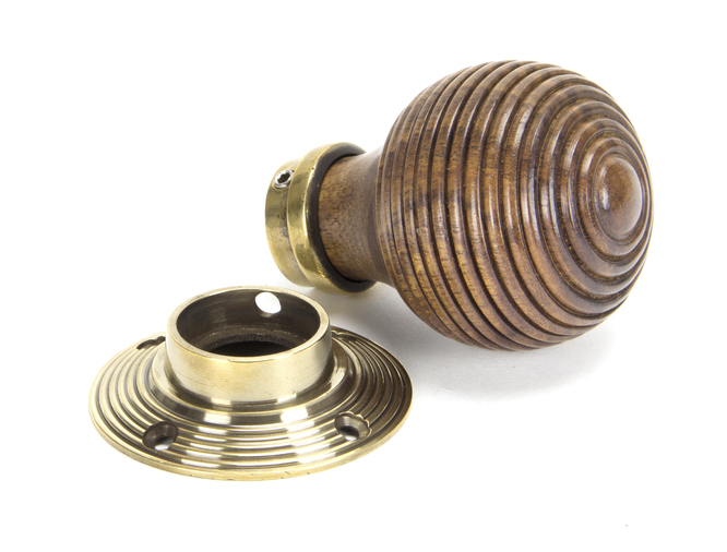 83573 - Rosewood & Aged Brass Beehive Mortice/Rim Knob Set - FTA Image 2