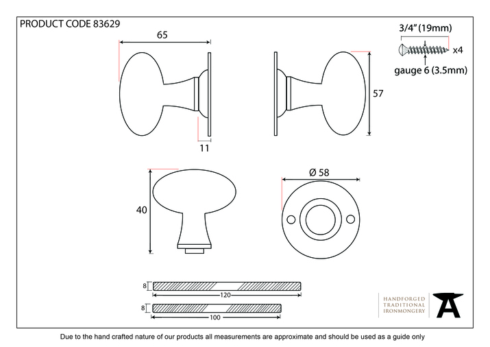 83629 - Polished Nickel Oval Mortice/Rim Knob Set - FTA Image 3