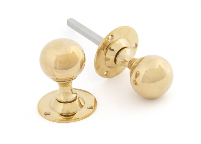 83630 - Polished Brass Ball Mortice Knob Set - FTA Image 1