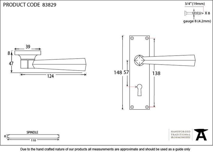 83829 - Polished Brass Straight Lever Lock Set - FTA Image 3
