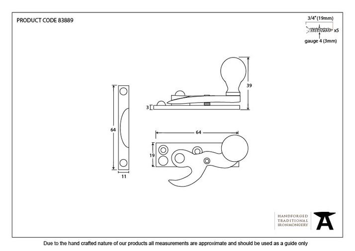 83889 - Polished Brass Prestbury Sash Hook Fastener - FTA Image 3