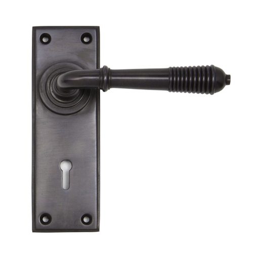 83953 - Aged Bronze Reeded Lever Lock Set - FTA Image 1