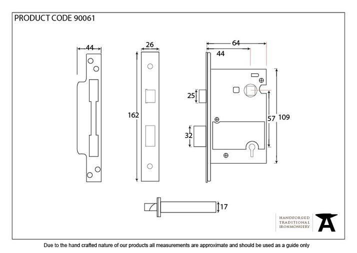 90061 - Black 2½'' 5 Lever Heavy Duty Sash Lock KA - FTA Image 2