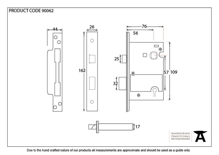 90062 - Black 3'' 5 Lever Heavy Duty Sash Lock KA - FTA Image 2