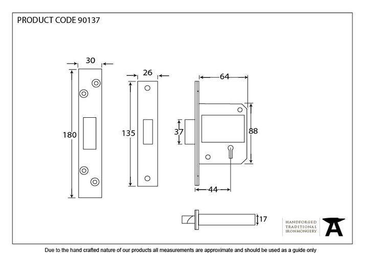 90137 - SS 2½'' 5 Lever BS Deadlock - FTA Image 2