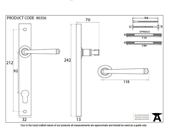 90356 - Polished Nickel Avon Slimline Lever Espag. Lock Set - FTA Image 6