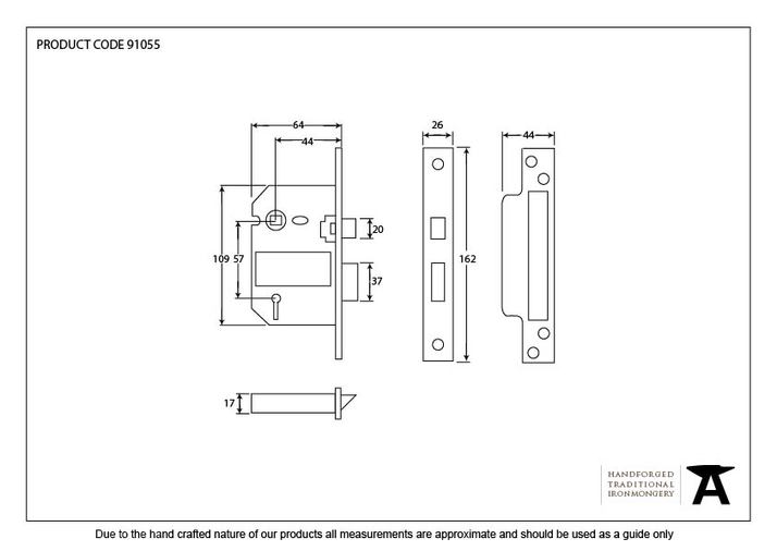 91055 - Black 2½'' 5 Lever BS Sash Lock - FTA Image 2