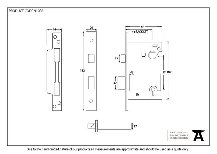 91056 - PVD 2½'' BS Heavy Duty Sash Lock - FTA Image 2