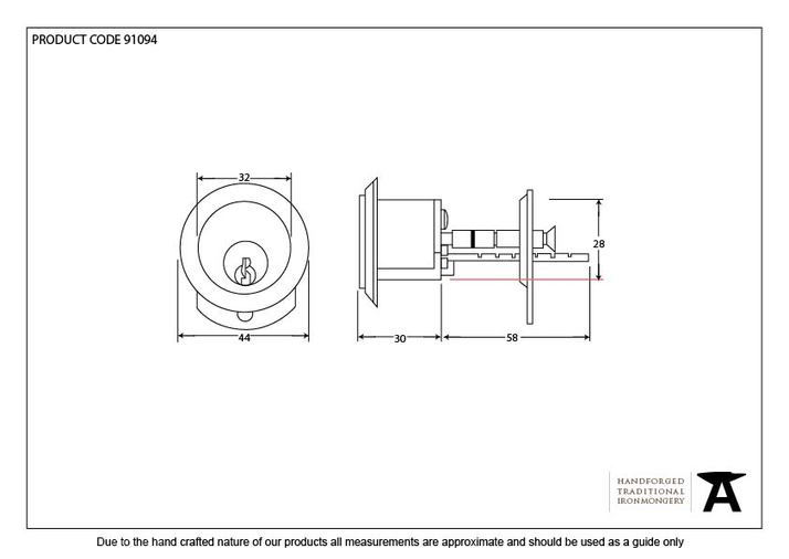 91094 - Black Rim Cylinder KD - FTA Image 2