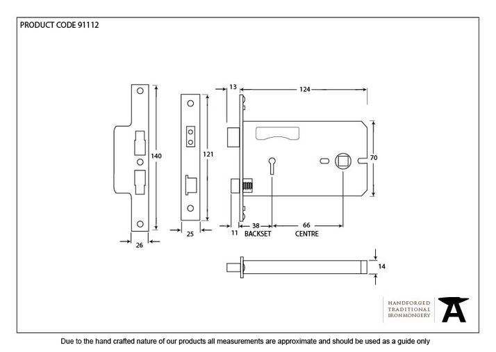 91112 - SS 5'' Horizontal 3 Lever Sash Lock - FTA Image 2