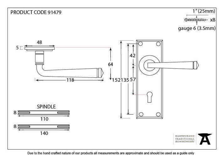 91479 - External Beeswax Avon Lever Lock Set - FTA Image 5