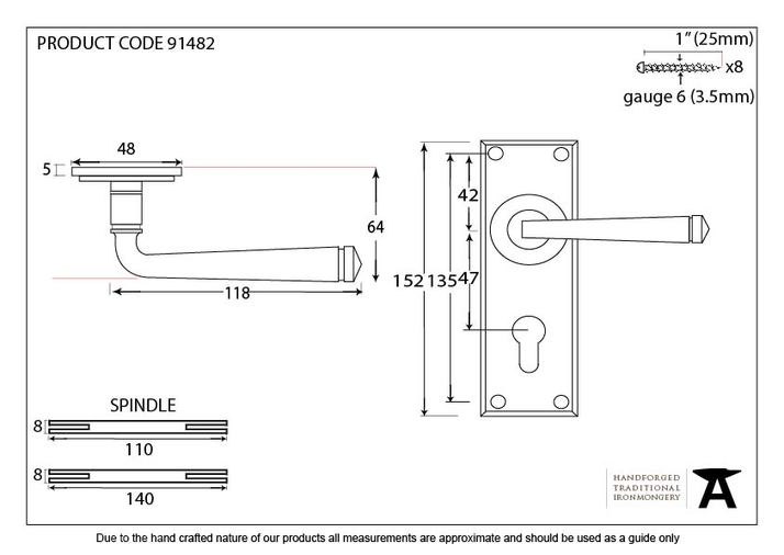 91482 - External Beeswax Avon Lever Euro Lock Set - FTA Image 5