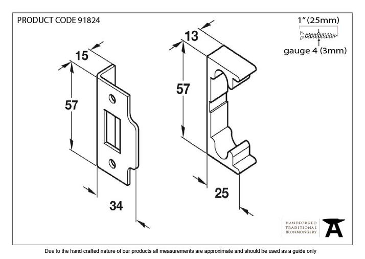 91824 - Black ½'' Rebate Kit for Tubular Mortice Latch - FTA Image 2